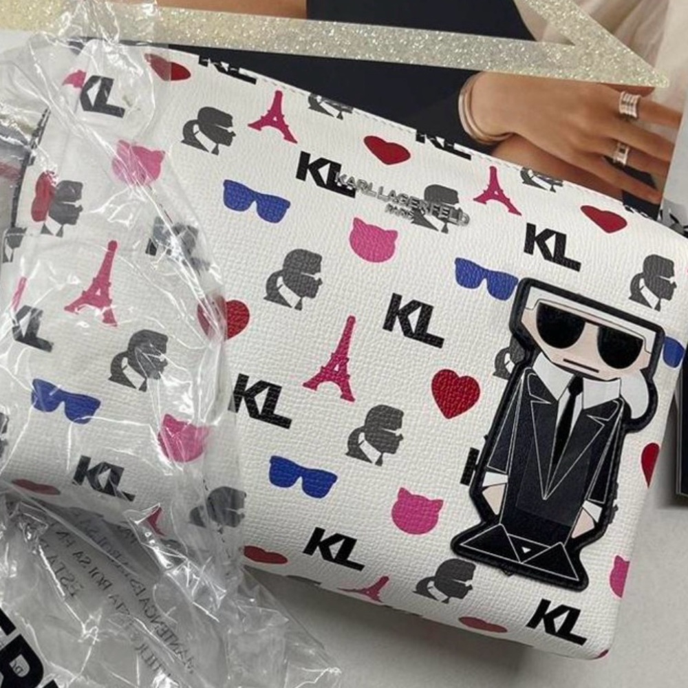 New KARL LAGERFELD PARIS Mini Printed Cosmetic Bag - Picture 6 of 10